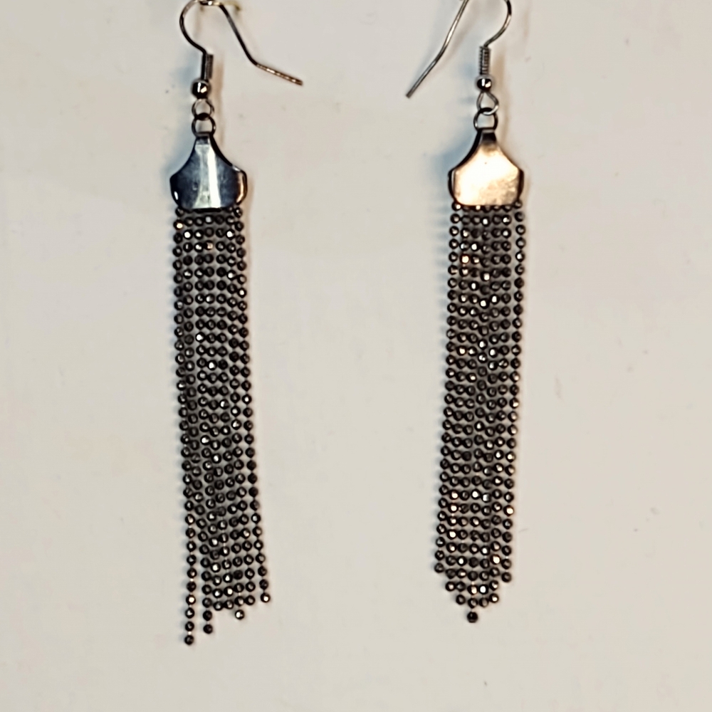 Elegant Silver Tone Tassel Earrings